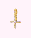 Gold cross pink heart hair clip charm
