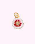 White and red flower hair clip charm