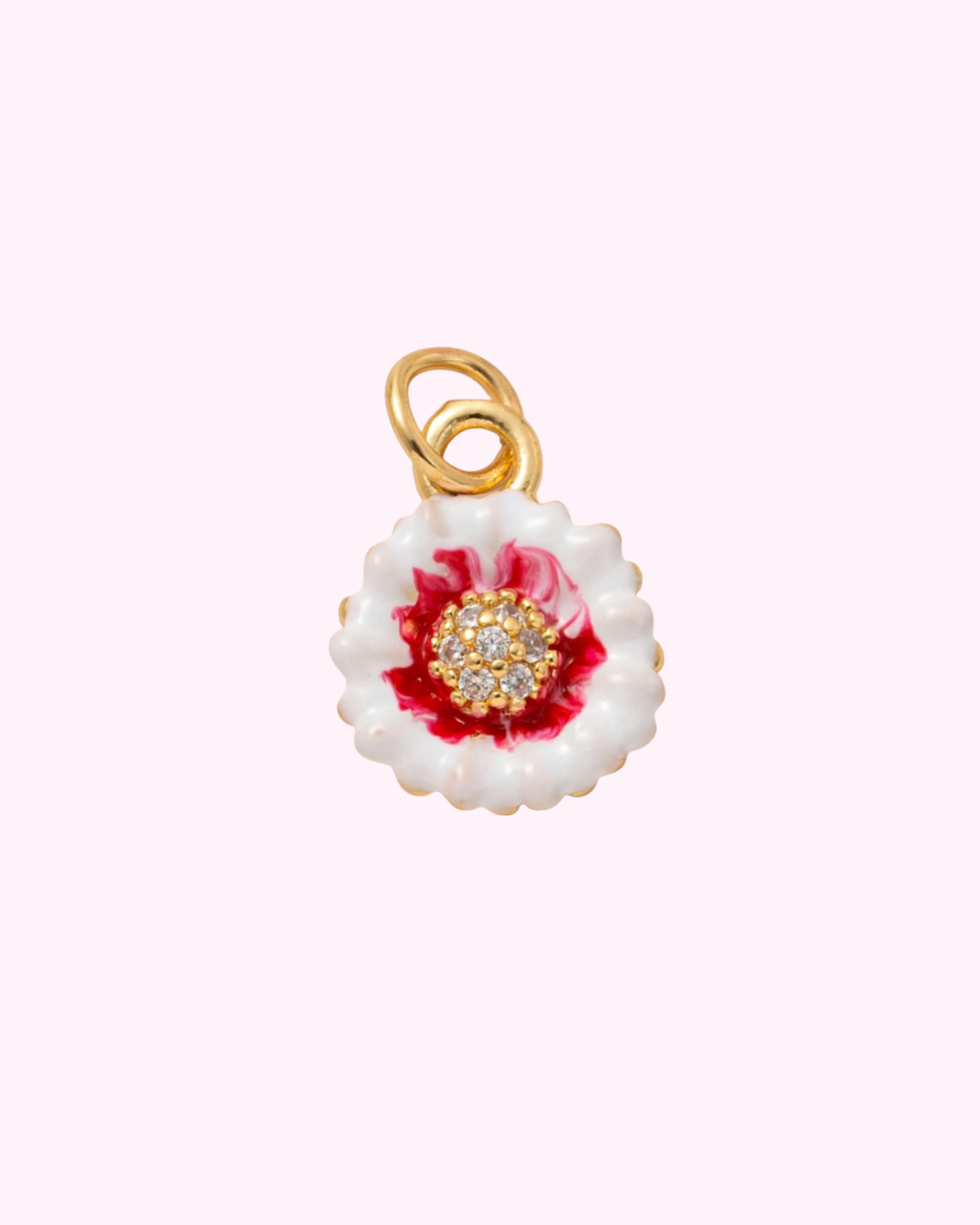 White and red flower hair clip charm