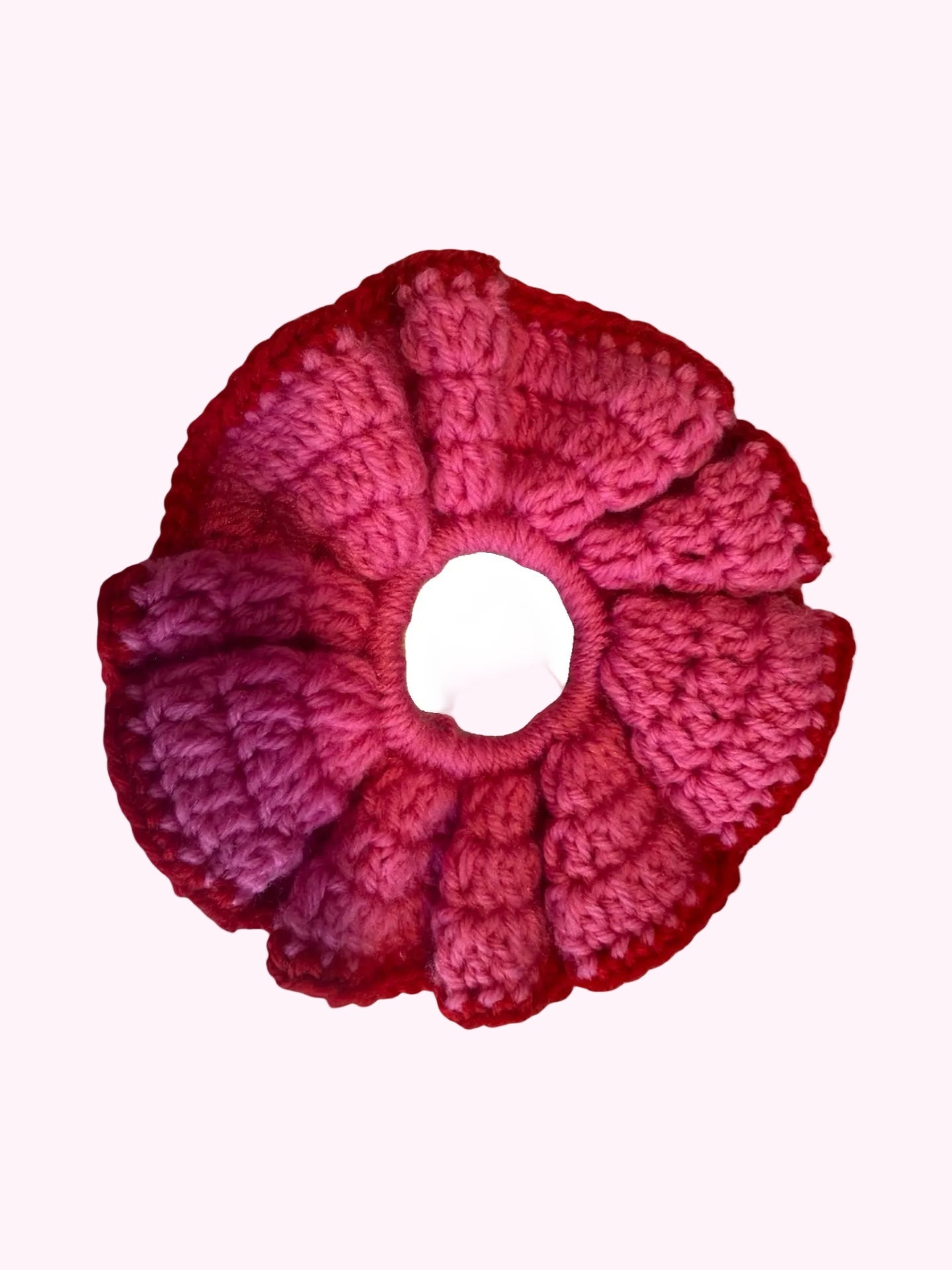 Handmade Knitted Scrunchie · Raspberry Cherry