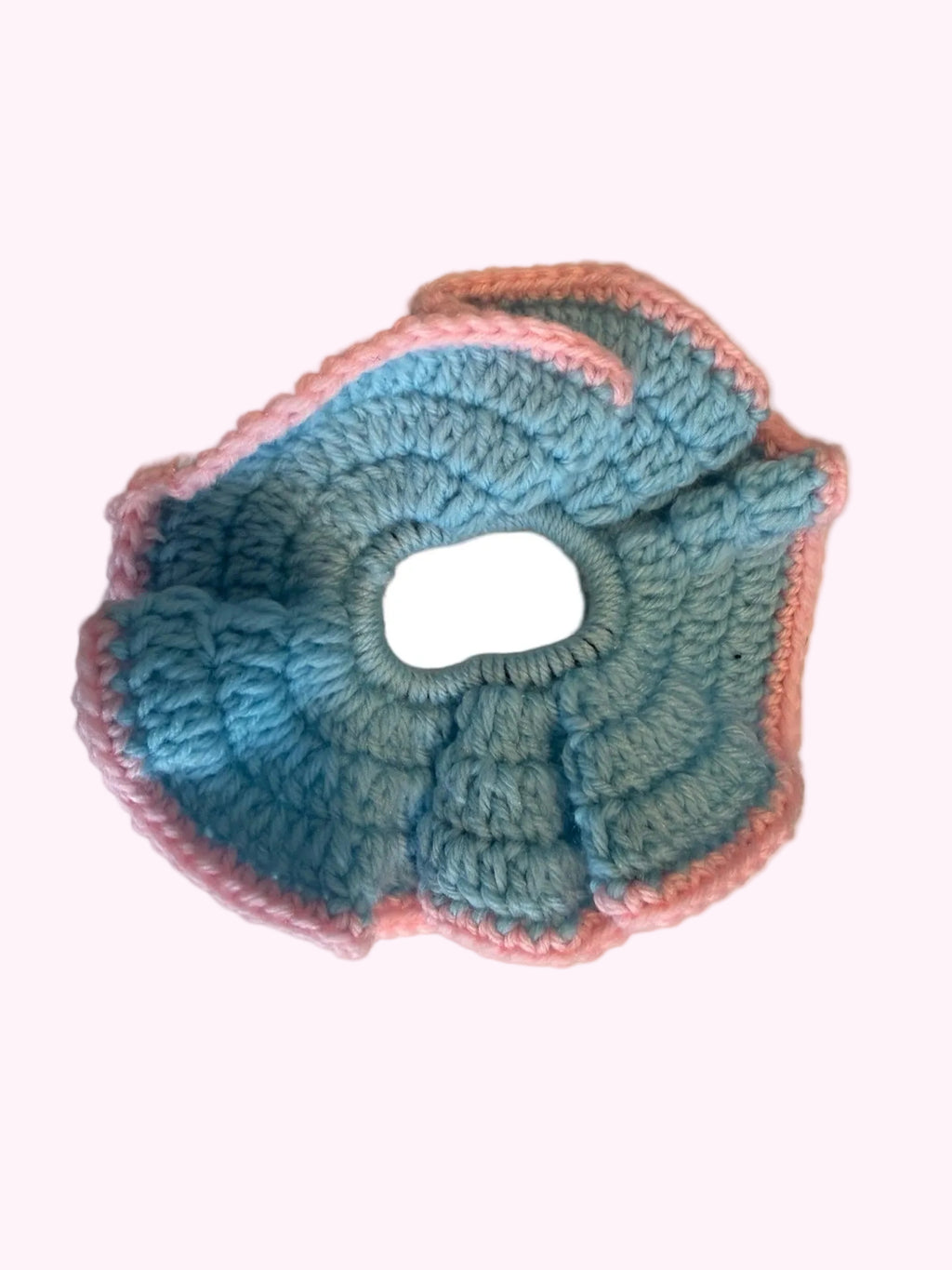 Hand-made Knitted Scrunchie · Teal & Pink