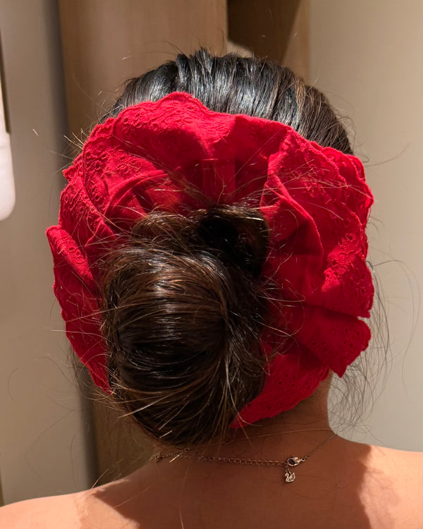 Red Lace Scrunchie